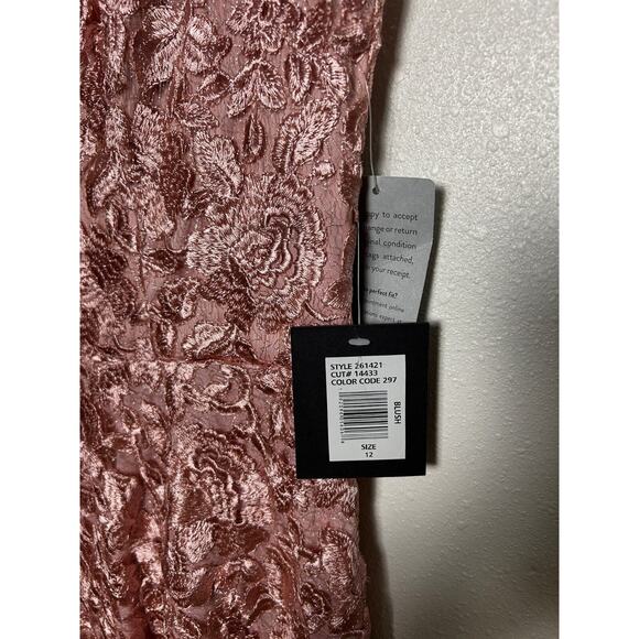 Marina Lace Fit & Flare Dress Pink Jewel Cap sleeves Zip closure Sz 12 NWT - Picture 4 of 8